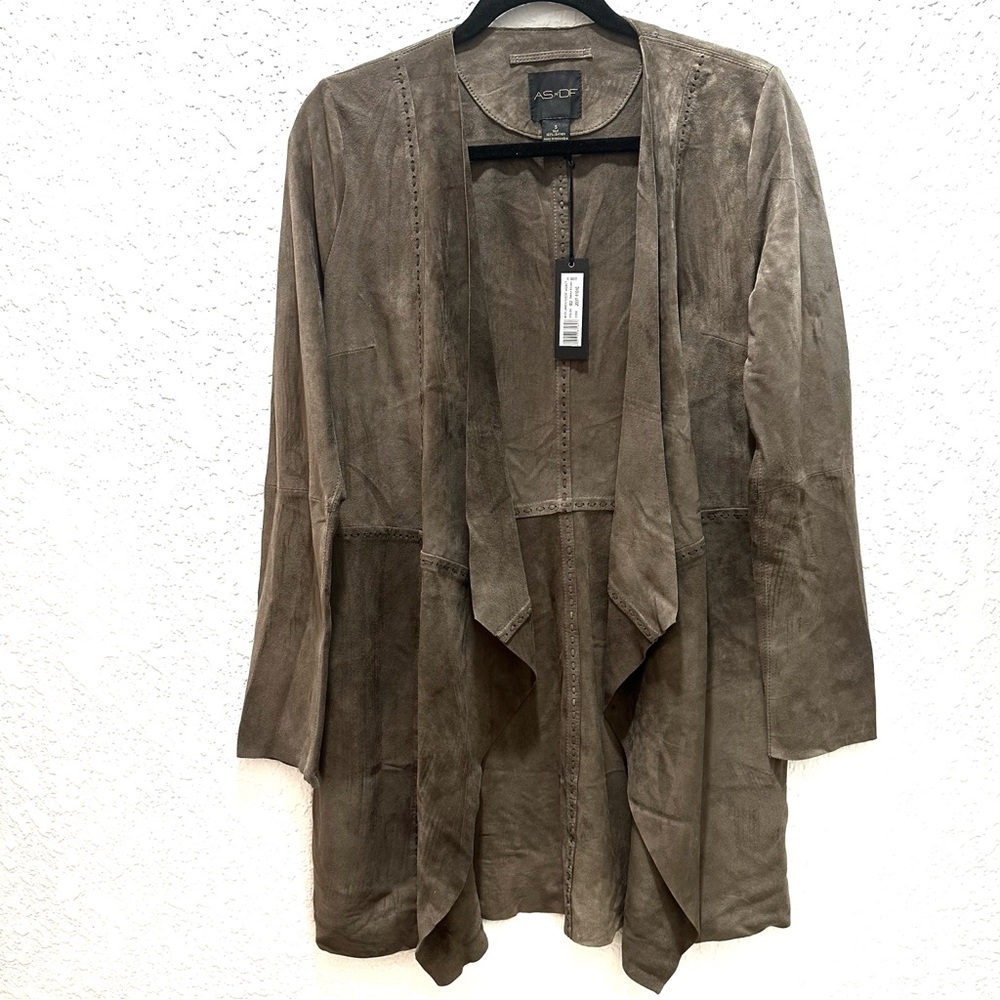 AS by DF suede waterfall jacket. Sz S.  Brown